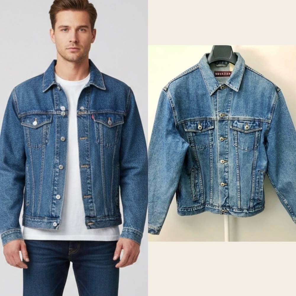 Vintage Nevada Men's Oversized Denim Jacket Size Medium Casual Street Wear Coat.